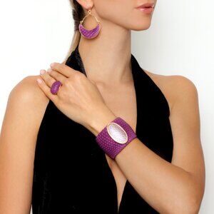 NEW-EXCLUSIVE Genuine Leather Colorblock Cuff